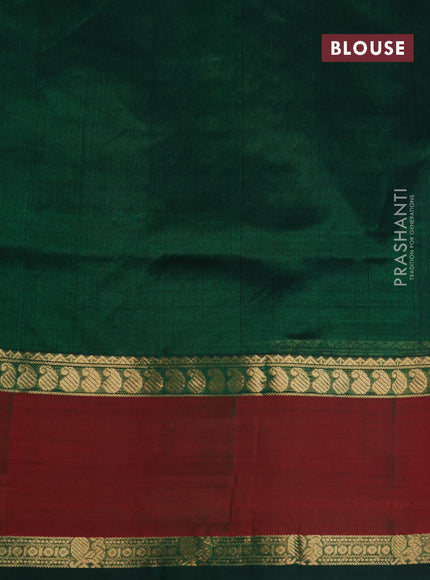 Kanchipuram silk cotton saree green and maroon with allover checked pattern and rettapet zari woven border