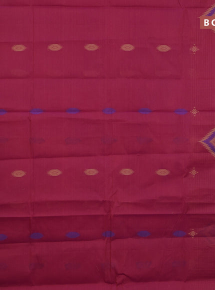 Nithyam cotton saree magenta pink and blue with thread woven buttas and thread woven border