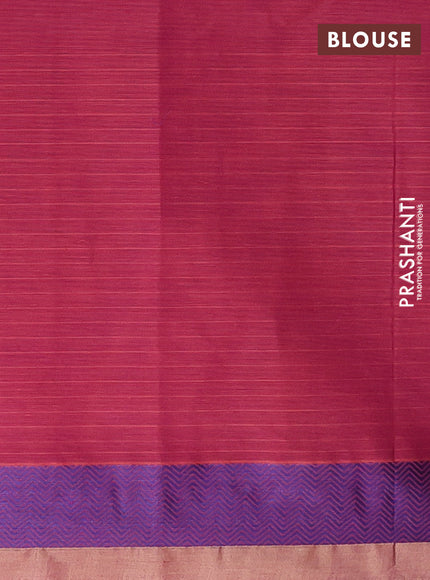 Nithyam cotton saree magenta pink and blue with thread woven buttas and thread woven border