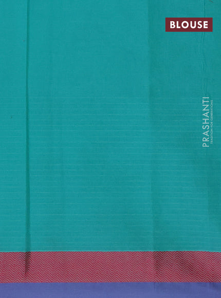 Nithyam cotton saree teal green and blue with thread woven buttas and thread woven border