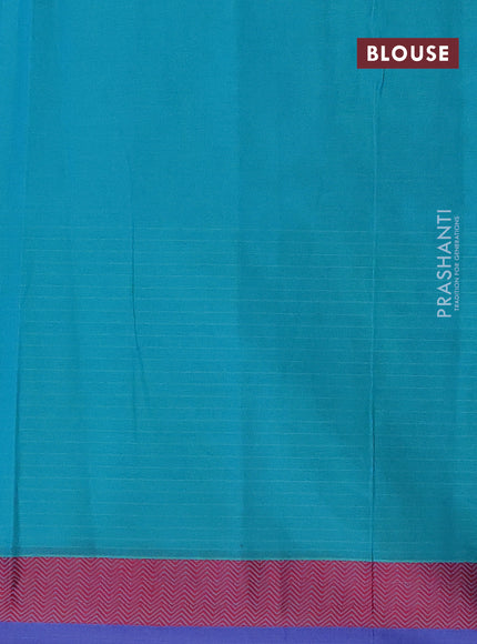 Nithyam cotton saree light blue and blue with thread woven buttas and thread woven border