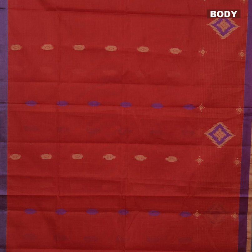 Nithyam cotton saree maroon with thread woven buttas and thread woven border