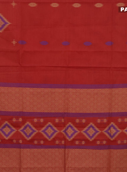 Nithyam cotton saree maroon with thread woven buttas and thread woven border