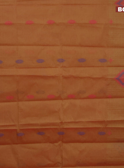 Nithyam cotton saree dual shade of mustard and pink with thread woven buttas and thread woven border