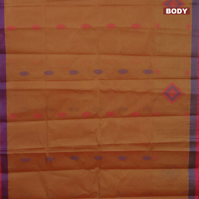 Nithyam cotton saree dual shade of mustard and pink with thread woven buttas and thread woven border