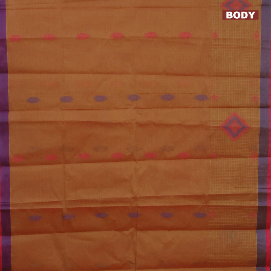 Nithyam cotton saree dual shade of mustard and pink with thread woven buttas and thread woven border