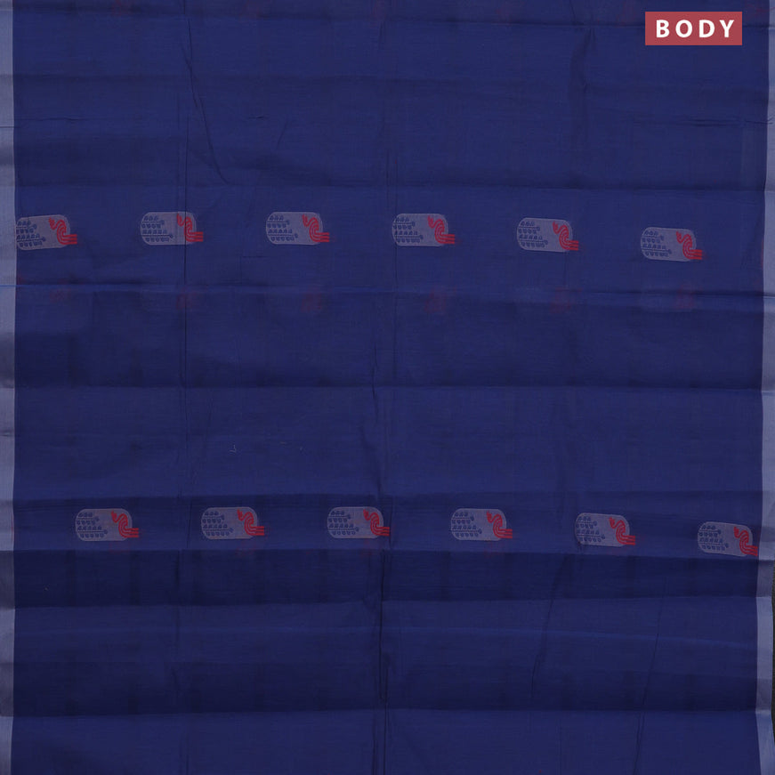 Nithyam cotton saree blue with thread woven buttas and simple border