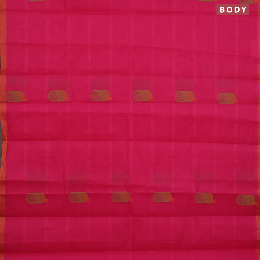 Nithyam cotton saree dark pink and rust shade with thread woven buttas and simple border