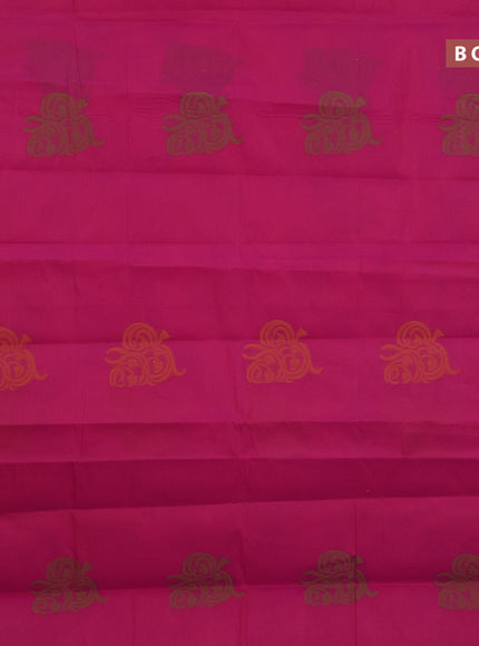 Nithyam cotton saree pink and orange with thread woven buttas and zari woven simple border