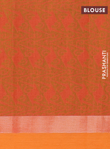 Nithyam cotton saree pink and orange with thread woven buttas and zari woven simple border