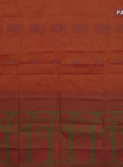 Nithyam cotton saree dual shade of rust with paisley thread woven buttas and thread woven border