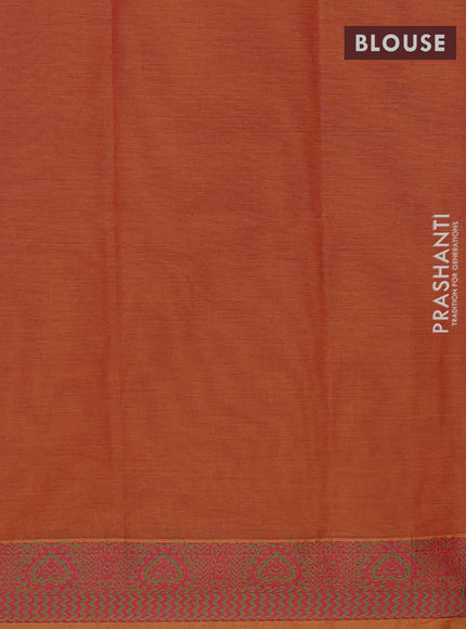 Nithyam cotton saree dual shade of rust with paisley thread woven buttas and thread woven border