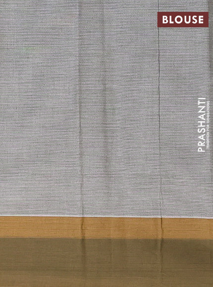 Nithyam cotton saree grey shade and sap green with thread woven buttas and simple border