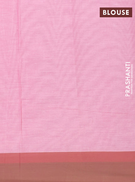 Nithyam cotton saree light pink and brown with thread woven buttas and simple border