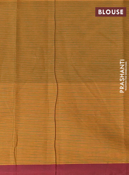 Nithyam cotton saree mustard shade and maroon with thread woven buttas and simple border