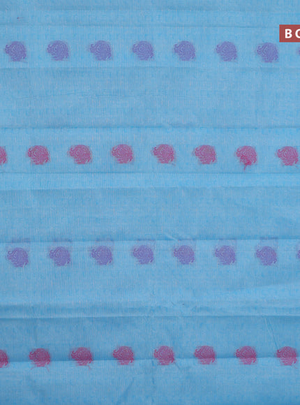 Nithyam cotton saree light blue with thread woven buttas and thread woven border