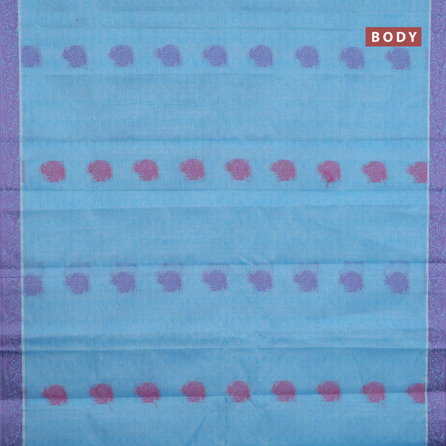 Nithyam cotton saree light blue with thread woven buttas and thread woven border