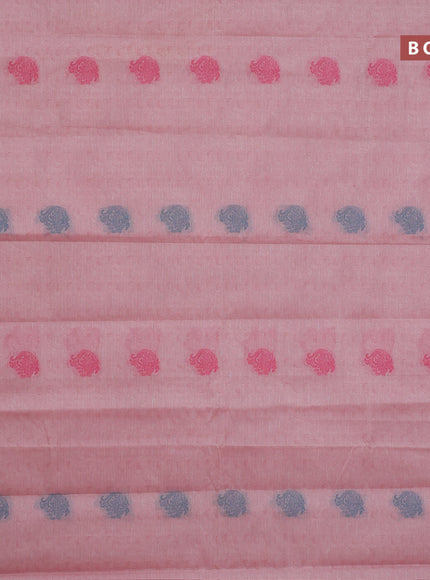 Nithyam cotton saree pastel pink with thread woven buttas and thread woven border