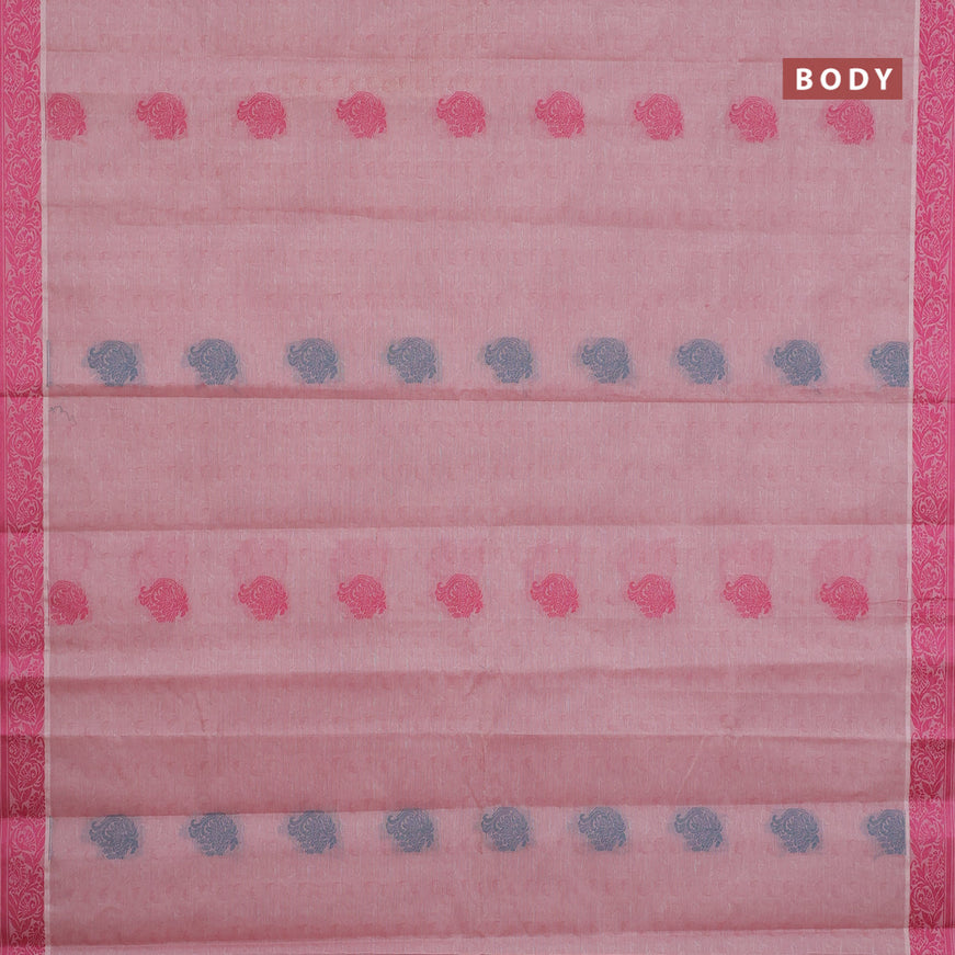 Nithyam cotton saree pastel pink with thread woven buttas and thread woven border