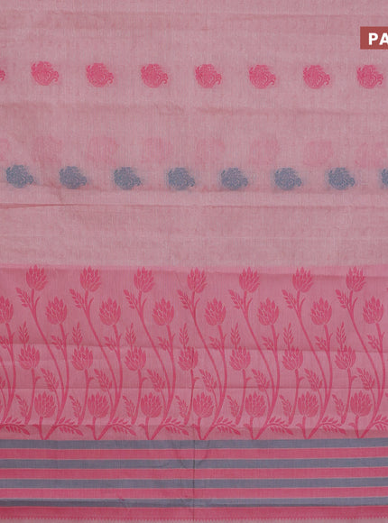 Nithyam cotton saree pastel pink with thread woven buttas and thread woven border