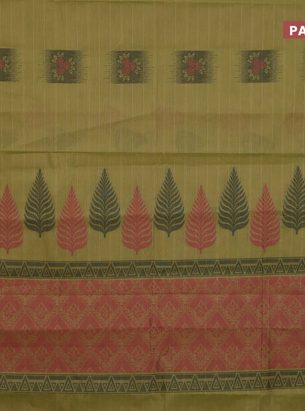 Nithyam cotton saree pastel green and dual shade of bluish green with thread woven buttas and simple border