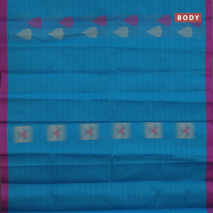 Nithyam cotton saree cs blue and pink with thread woven buttas and simple border