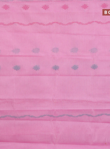 Nithyam cotton saree light pink and dual shade of beige with allover thread weaves & buttas and zari woven simple border