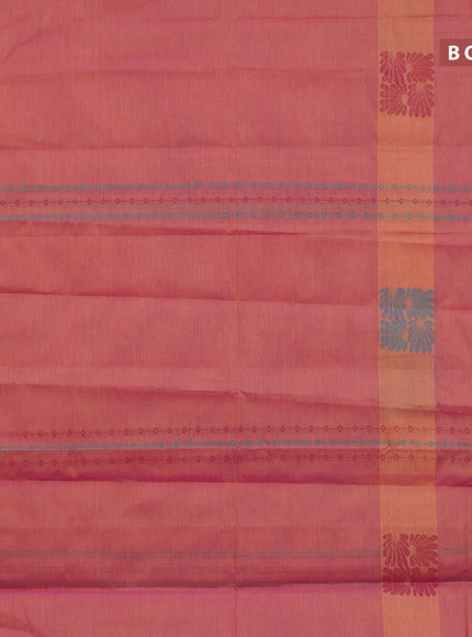 Nithyam cotton saree dual shade of yellowish purple and purple with allover thread weaves & buttas and piping border