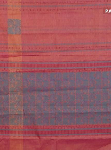 Nithyam cotton saree dual shade of yellowish purple and purple with allover thread weaves & buttas and piping border