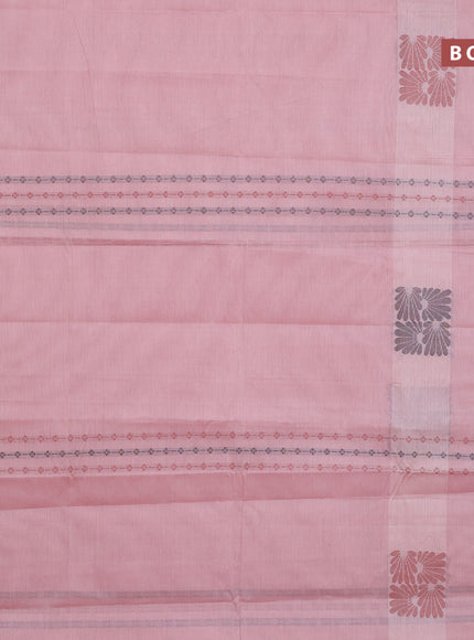 Nithyam cotton saree pastel pink and sandal with allover thread weaves & buttas and piping border