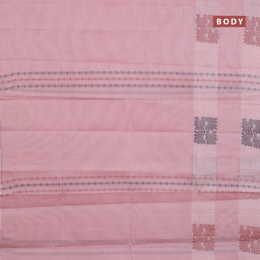 Nithyam cotton saree pastel pink and sandal with allover thread weaves & buttas and piping border