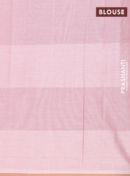 Nithyam cotton saree pastel pink and sandal with allover thread weaves & buttas and piping border