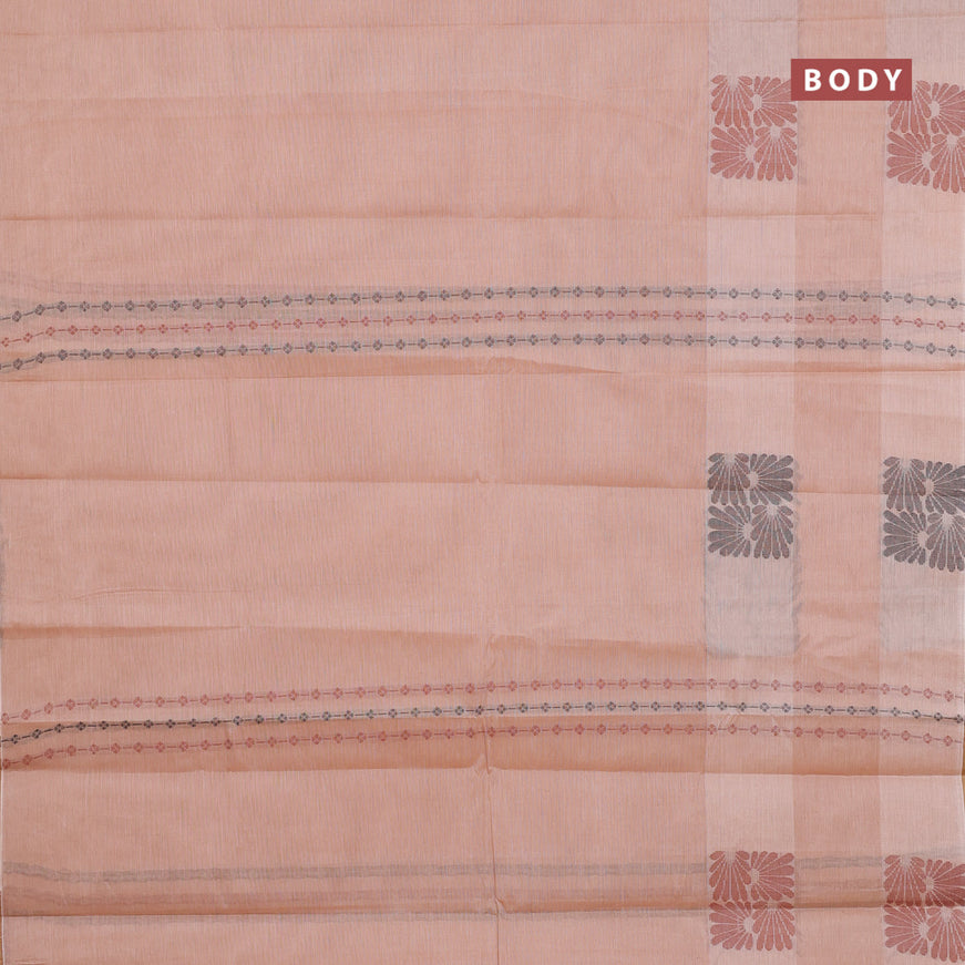 Nithyam cotton saree pastel peach and sandal with allover thread weaves & buttas and piping border