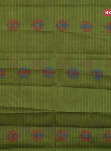 Nithyam cotton saree green with thread woven buttas and simple border