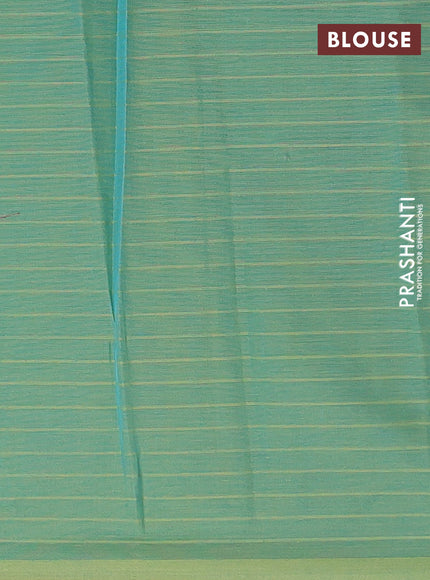 Nithyam cotton saree dual shade of greenish blue with thread woven buttas and simple border