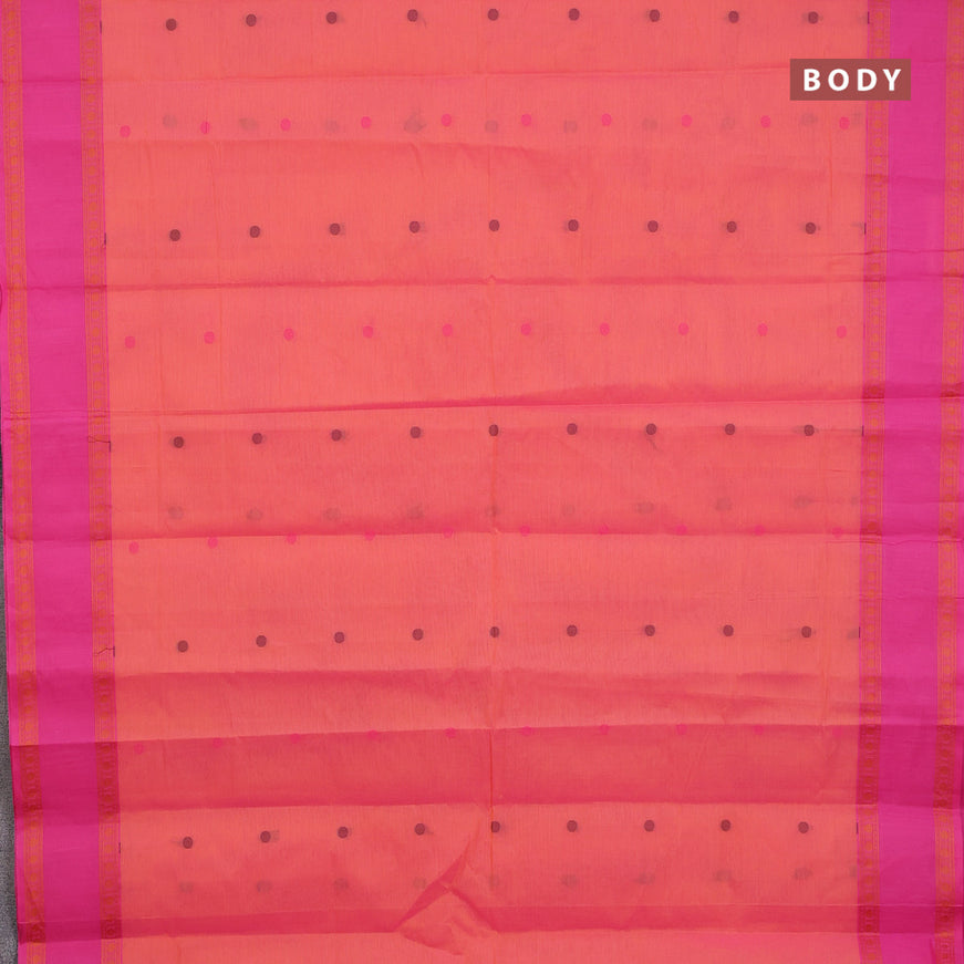 Nithyam cotton saree dual shade of orange and pink with thread woven buttas and rettapet thread woven border