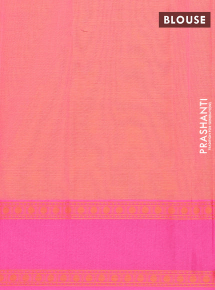 Nithyam cotton saree dual shade of orange and pink with thread woven buttas and rettapet thread woven border