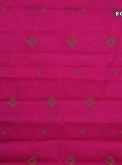 Nithyam cotton saree pink and green with thread woven buttas and simple border