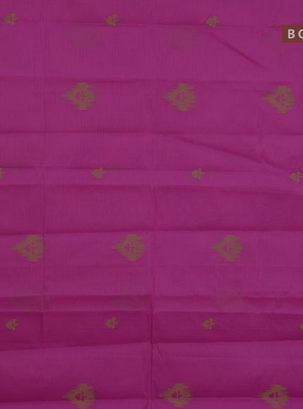 Nithyam cotton saree magenta pink and green with thread woven buttas and simple border