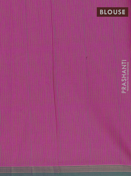 Nithyam cotton saree magenta pink and green with thread woven buttas and simple border