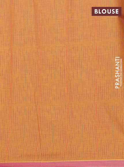 Nithyam cotton saree mustard yellow and pink with thread woven buttas and simple border