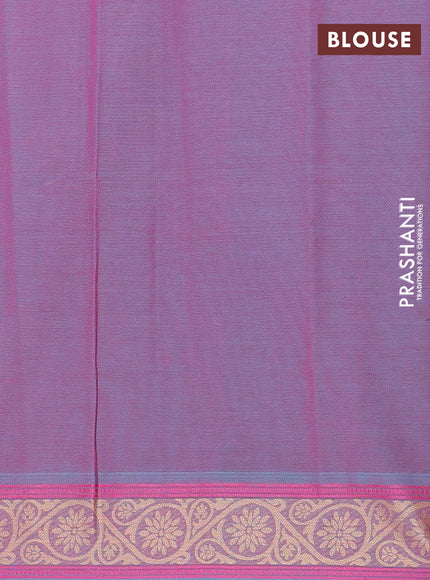 Nithyam cotton saree dual shade of pink and dual shade of blue with allover self emboss & thread buttas and thread woven border