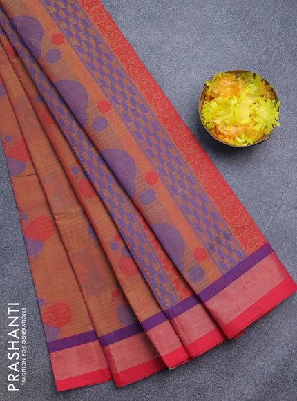 Nithyam cotton saree dual shade of pink with thread woven buttas and zari woven border