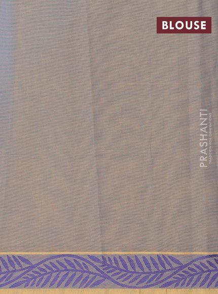 Nithyam cotton saree dual shade of yellowish blue with allover self emboss & thread buttas and thread woven border