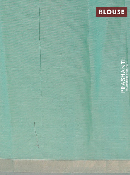 Nithyam cotton saree teal green shade with thread woven buttas and zari woven border