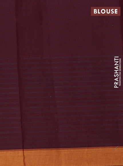 Nithyam cotton saree deep maroon and mustard shade with thread & zari woven buttas and simple border