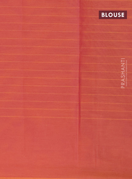 Nithyam cotton saree dual shade of pinkish orange with thread woven buttas in borderless style