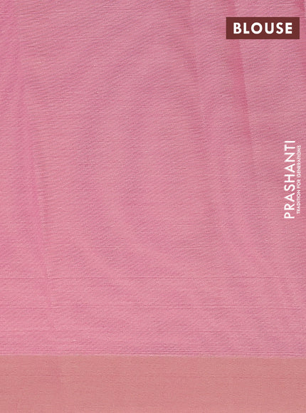 Nithyam cotton saree light pink and beige with allover thread weaves and simple border