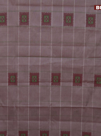 Nithyam cotton saree pastel brown and mustard shade with thread woven buttas and simple border