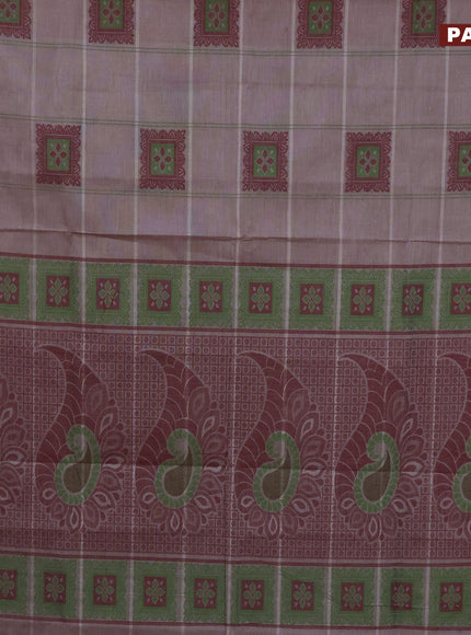 Nithyam cotton saree pastel brown and mustard shade with thread woven buttas and simple border